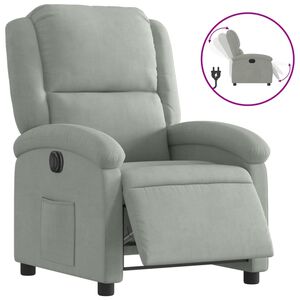 vidaXL Elektrisk reclinerf&aring;t&ouml;lj ljusgr&aring; sammet