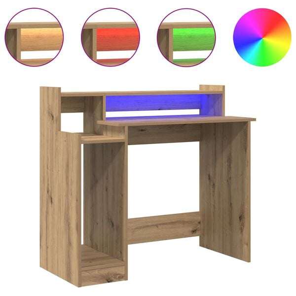 vidaXL Skrivbord med hylla Artisan Ek 97 x 45 x 90 cm Konstruerat tr&auml;