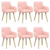 vidaXL Matstolar 6 st Boucl&eacute; Rosa 59 x 56,5 x 85 cm