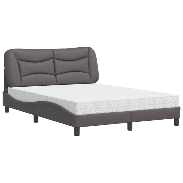 vidaXL Bed with Mattress "Hvar" Grey 120x200 cm Faux Leather