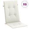 vidaXL Stolsdynor h&ouml;gt ryggst&ouml;d 6 st melerad gr&auml;ddvit 120x50x4 cm tyg