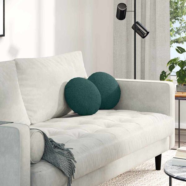 vidaXL Sittkuddar 2 pcs M&ouml;rkgr&ouml;n &Oslash;30 x 13 cm tyg