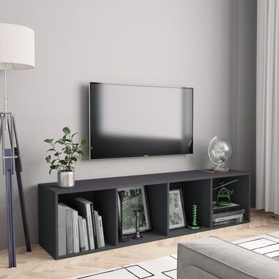 vidaXL Bokhylla/TV-bänk grå 143x30x36 cm