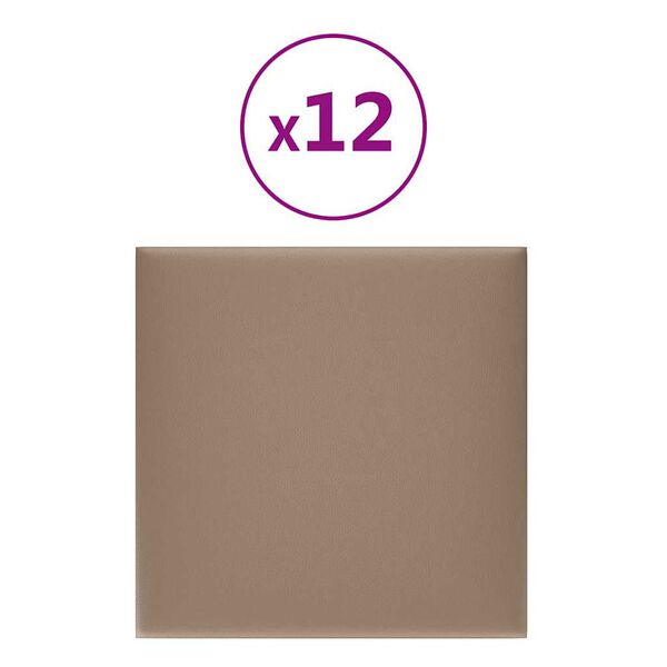 vidaXL V&auml;ggpaneler 12 st cappuccino 30x30 cm konstl&auml;der 1,08 m&sup2;