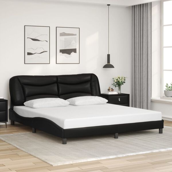 vidaXL Bed Frame without Mattress "Hvar" Black 180x200 cm Faux Leather