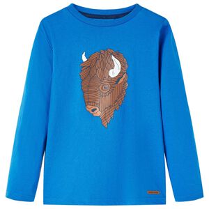 T-shirt med l&aring;nga &auml;rmar f&ouml;r barn koboltbl&aring; 116