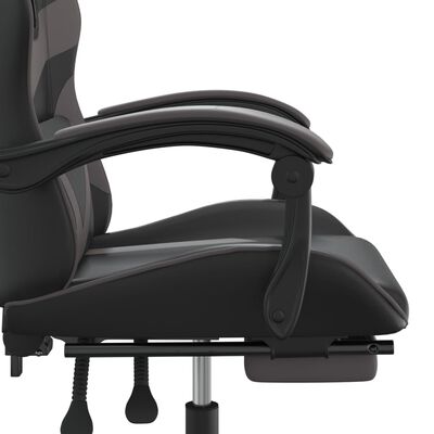 vidaXL Gamingstol med fotstöd svart och grå konstläder