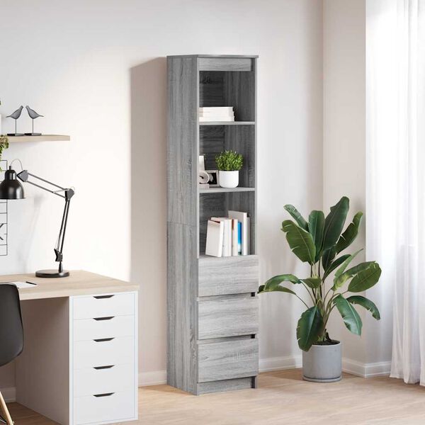 vidaXL Highboard gr&aring; sonoma 37,5x35x180 cm konstruerat tr&auml;