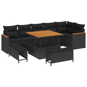 vidaXL Tr&auml;dg&aring;rdsoffset 9 pcs Svart konstrotting