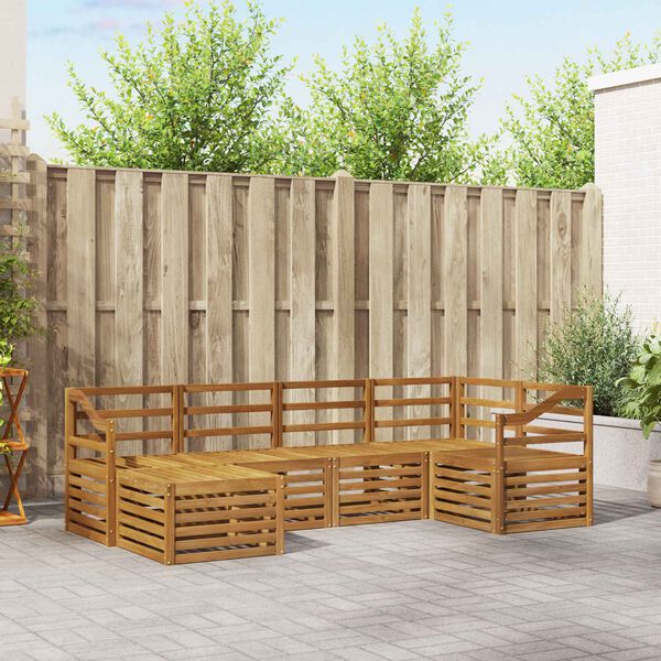 vidaXL Soffgrupper 6 pcs Naturf&auml;rg Massivt Akaciatr&auml;