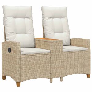 vidaXL Reclining Bench with Table 2 -Seater 126 x 65 x 112 cm