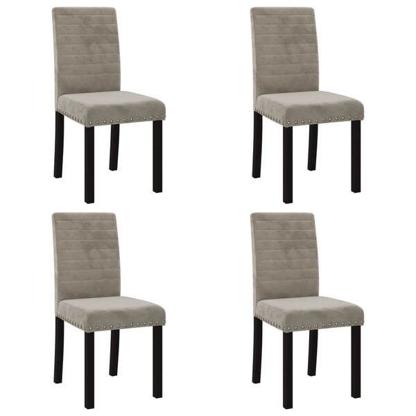 vidaXL Matstolar 4 st ljusgr&aring; sammet