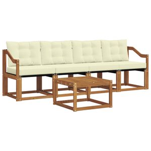 vidaXL Utomhussoffset med kudde 5 pcs Naturlig och Gr&auml;dde