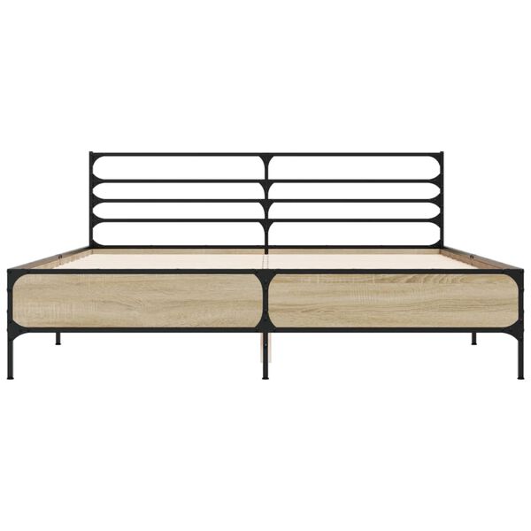 vidaXL S&auml;ngram sonoma-ek 150x200 cm konstruerad tr&auml; och metall