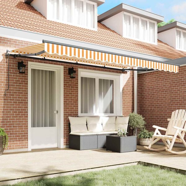 vidaXL Utf&auml;llbar markis Gul och Vit 350 x 200 cm