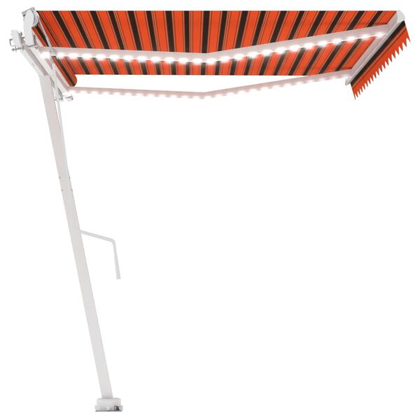 vidaXL Automatisk markis med vindsensor & LED 450x300 cm orange/brun