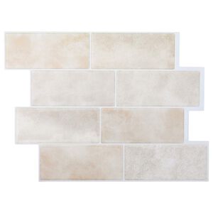 vidaXL Subwaytile 10 st Beige marmor 29 x 21 cm Polyuretan och PET
