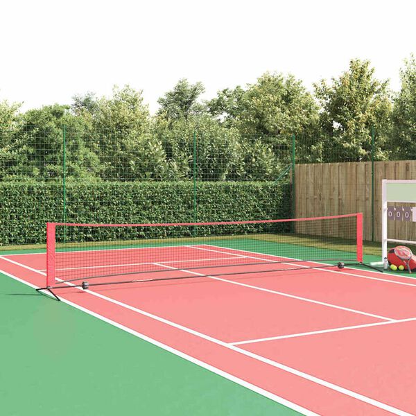vidaXL Tennis N&auml;t Svart och R&ouml;d 494,5 x 90 x 87 cm Polyester