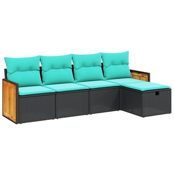 vidaXL Loungegrupp för trädgården med dynor 5 delar konstrotting grå