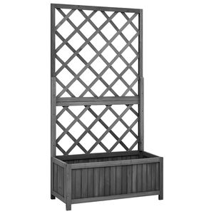 vidaXL Odlingsl&aring;da med spalj&eacute; svart 70x30x135 cm massivt grantr&auml;