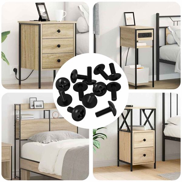 vidaXL Hylsskruvar 12 pcs Svart M4 x 10 mm J&auml;rn