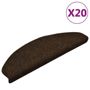 vidaXL Trappmattor sj&auml;lvh&auml;ftande 20 st 65x21x4 cm bruna halvrunda stora