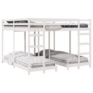 vidaXL Trippla v&aring;ningss&auml;ngram Vit 200 x 200 cm Massiv furu