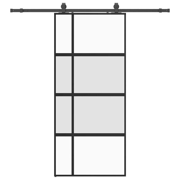 vidaXL Skjutd&ouml;rr med beslagssats svart 90x205 cm h&auml;rdat glas