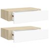 vidaXL V&auml;ggl&aring;dor ek och vit 2 st 40x23,5x10 cm MDF