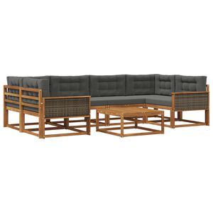 vidaXL Utomhussoffset med kudde 7 pcs Naturlig och Antracit