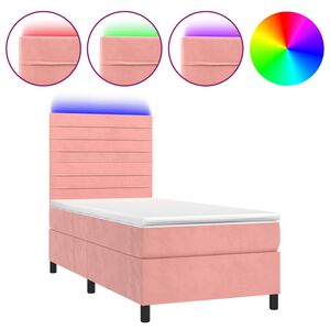 vidaXL Rams&auml;ng med madrass rosa & LED 80x200 cm sammet