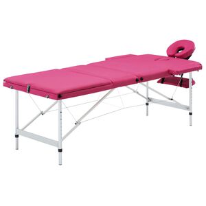 vidaXL Hopf&auml;llbar massageb&auml;nk 3 sektioner aluminium rosa