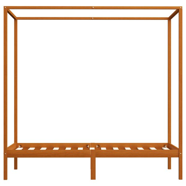 vidaXL Sänghimmel utan madrass honungsbrun massivt trä 90x200 cm