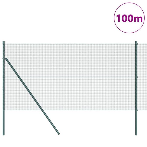 vidaXL St&auml;ngselstolpe Gr&ouml;n 100 x 1 m (12 x 12 mm n&auml;t) St&aring;l och PVC