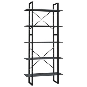 vidaXL Bokhylla 5 hyllplan gr&aring; 80x30x175 cm massiv furu