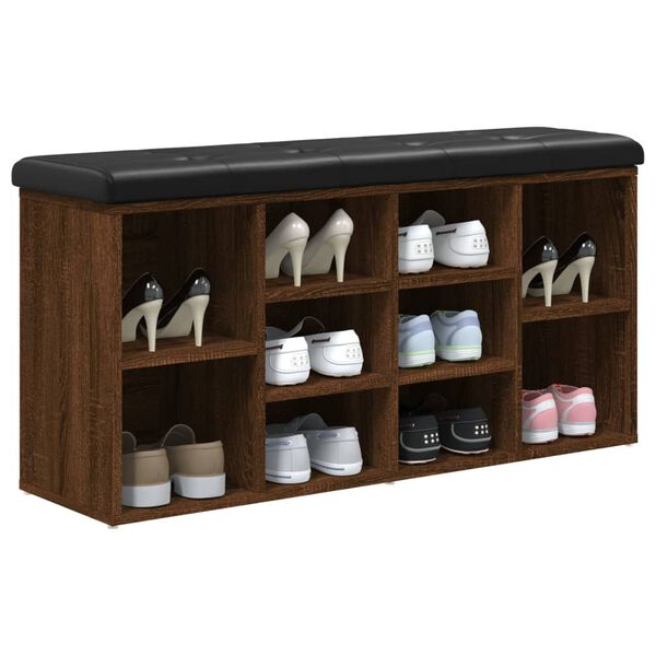 vidaXL Skobänk brun ek 102x32x50 cm konstruerat trä