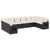 vidaXL Loungegrupp 10 delar med svarta dynor konstrotting