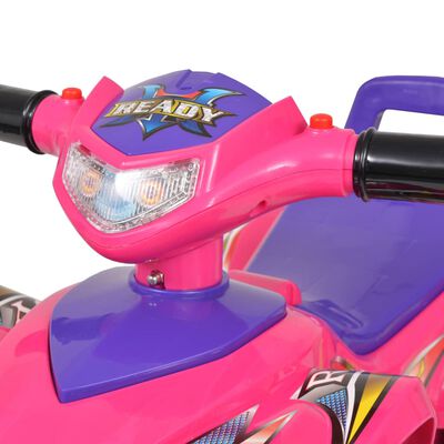 vidaXL Åkbil fyrhjuling med ljud och ljus rosa och lila