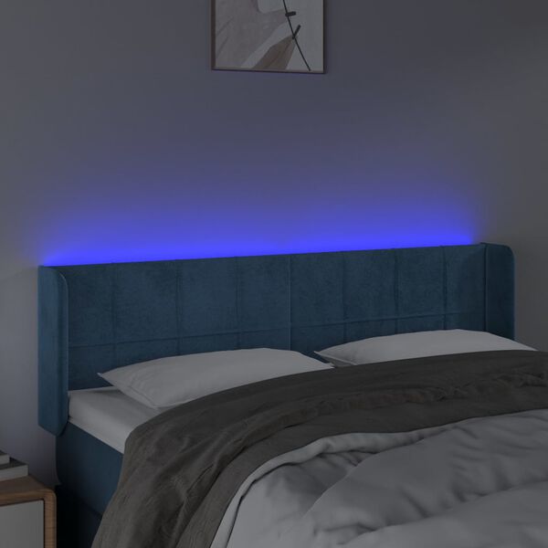 vidaXL S&auml;nggavel LED m&ouml;rkbl&aring; 147x16x78/88 cm sammet