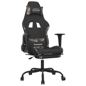 vidaXL Gamingstol med fotst&ouml;d och massage svart och kamouflage tyg