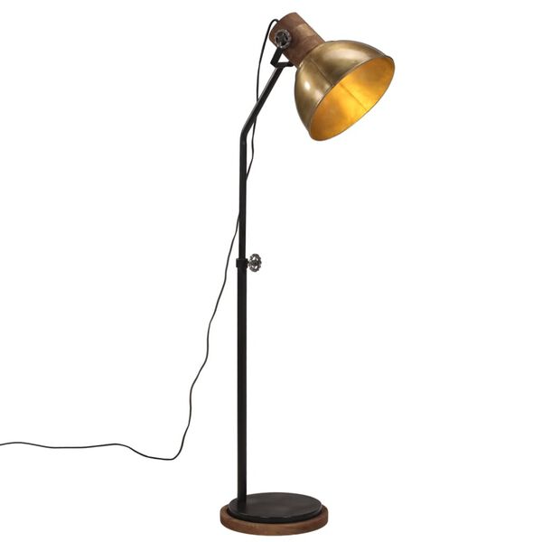 vidaXL Golvlampa 25 W antik m&auml;ssing 30x30x100-150 cm E27