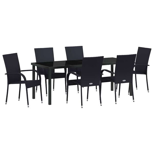 vidaXL Tr&auml;dg&aring;rdsm&ouml;belset 7 pcs Svart Pulverlackerat st&aring;l