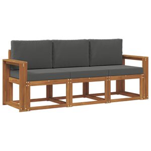 vidaXL Utomhussoffset med kudde 3 pcs Naturlig och Antracit