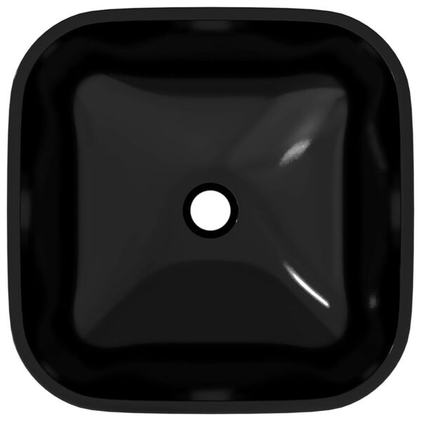 vidaXL Handfat glas 42x42x14 cm svart