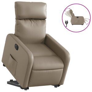 vidaXL Reclinerf&aring;t&ouml;lj med uppresningshj&auml;lp cappuccino konstl&auml;der