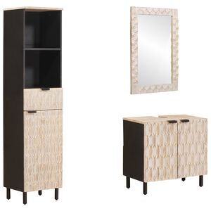 vidaXL Badrum Set med l&aring;da 3 pcs Vit Tv&auml;tt Finish Massivt mangotr&auml;