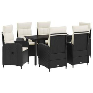 vidaXL Soffbord Set med kudde med kudde 7 pcs Svart och kr&auml;mvit
