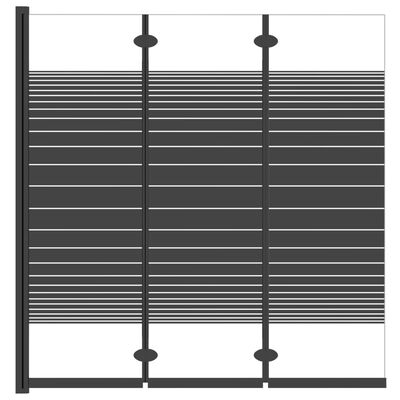 vidaXL Vikbar duschvägg 3 paneler 130x130 cm ESG svart