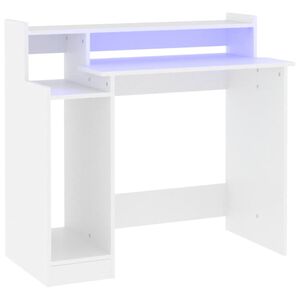 vidaXL Skrivbord med LED vit 97x45x90 cm konstruerat tr&auml;