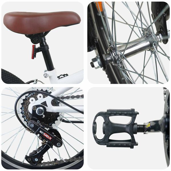 vidaXL Kids Mountain Bike 20 Tum 6-Speed f&ouml;r 5-8 &aring;r gammal Vit